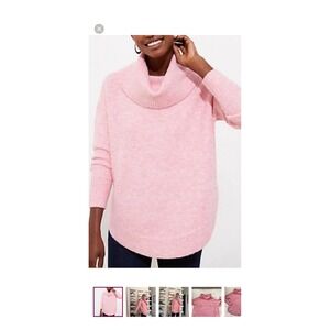 LOFT Women's Pink Cowl Neck Long Sleeve Tunic Sweater‎ Casual Pullover Top large